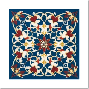 Floral Tile Pattern - Geometric Pattern Posters and Art